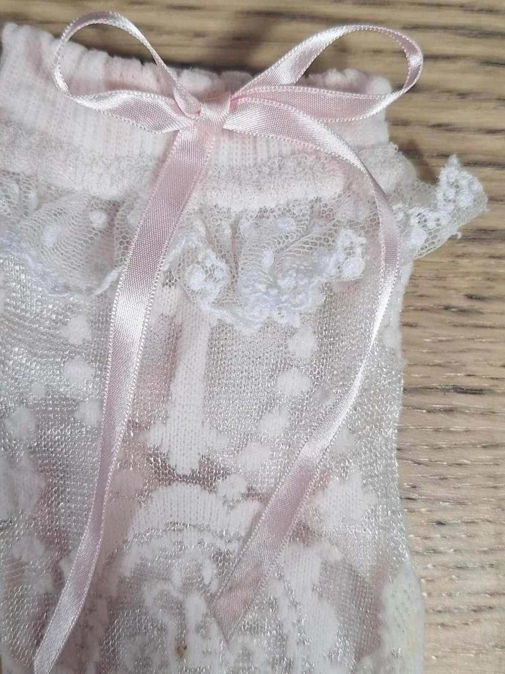 Angelic Pretty Pink Lace Ankle Socks Cross Motif Shimmer | Sweet Lolita